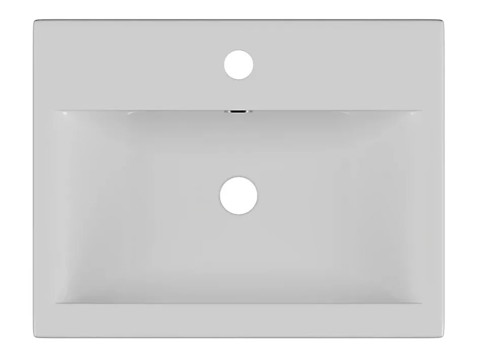 Vente-unique Vasque de salle de bain semi-encastrée rectangle en céramique - L51,5 cm - Blanc - YASMAC II