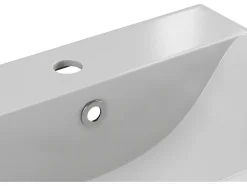 Vente-unique Vasque de salle de bain semi-encastrée rectangle en céramique - L51,5 cm - Blanc - YASMAC II