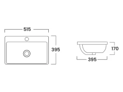 Vente-unique Vasque de salle de bain semi-encastrée rectangle en céramique - L51,5 cm - Blanc - YASMAC II