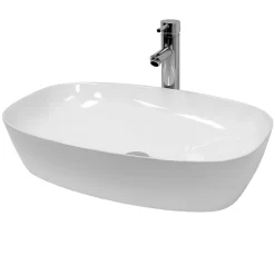 ECD Germany Vasque en céramique blanc avec bonde de vidage pour salle de bain 605x380x140 mm* Lavabo