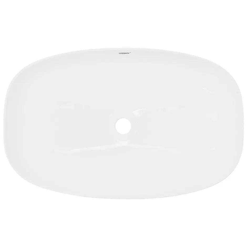 ECD Germany Vasque en céramique blanc avec bonde de vidage pour salle de bain 605x380x140 mm* Lavabo