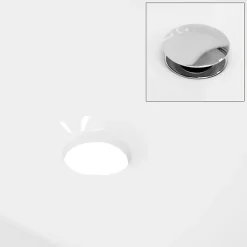 ECD Germany Vasque en céramique blanc ronde avec bonde de vidage salle de bain 400x147mm
