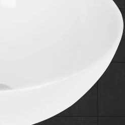 ECD Germany Vasque en céramique blanc ronde avec bonde de vidage salle de bain 400x147mm