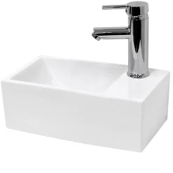 ECD Germany Vasque en céramique blanc avec bonde de vidage pour salle de bain 350x205x125 mm* Lavabo