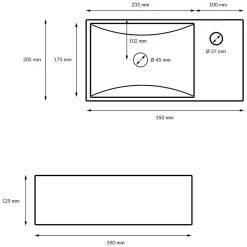 ECD Germany Vasque en céramique blanc avec bonde de vidage pour salle de bain 350x205x125 mm* Lavabo