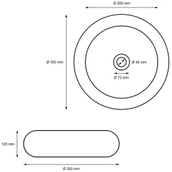 ECD Germany Vasque en céramique blanc avec bonde de vidage pour salle de bain 350x120 mm* Lavabo