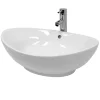 ECD Germany Vasque en céramique blanc avec bonde de vidage pour salle de bain 590x390x200 mm* Lavabo