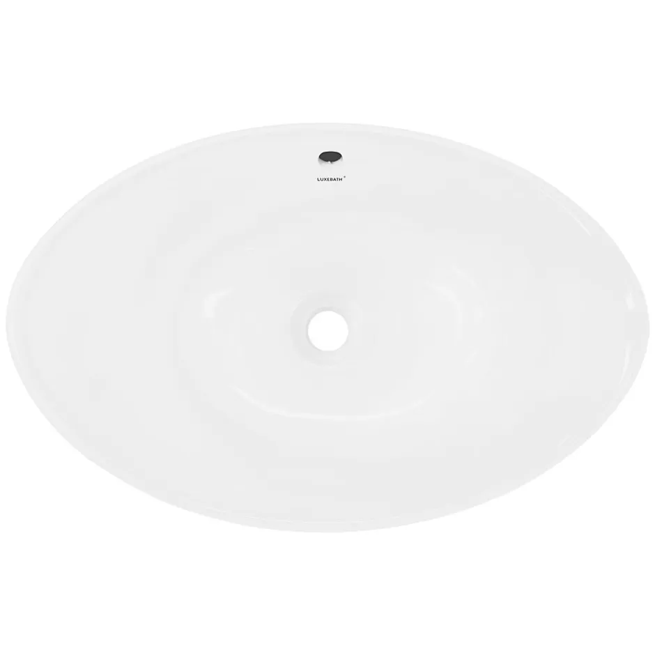 ECD Germany Vasque en céramique blanc avec bonde de vidage pour salle de bain 590x390x200 mm* Lavabo