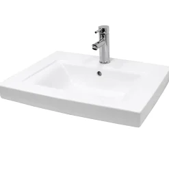 ECD Germany Vasque en céramique blanc avec bonde de vidage pour salle de bain 605x465x160 mm* Vasque À Encastrer