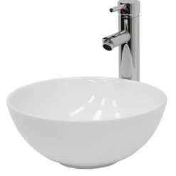 ECD Germany Vasque en céramique blanc avec bonde de vidage pour salle de bain
