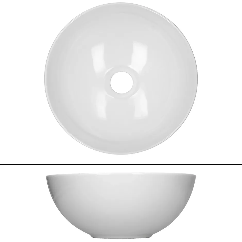 ECD Germany Vasque en céramique blanc avec bonde de vidage pour salle de bain