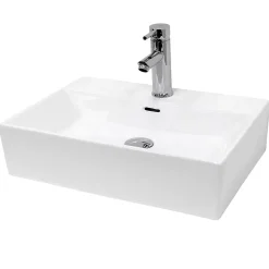 ECD Germany Vasque en céramique blanc avec bonde de vidage pour salle de bain 415x360x130 mm* Lavabo