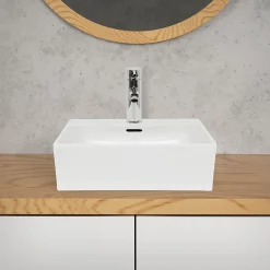ECD Germany Vasque en céramique blanc avec bonde de vidage pour salle de bain 415x360x130 mm* Lavabo