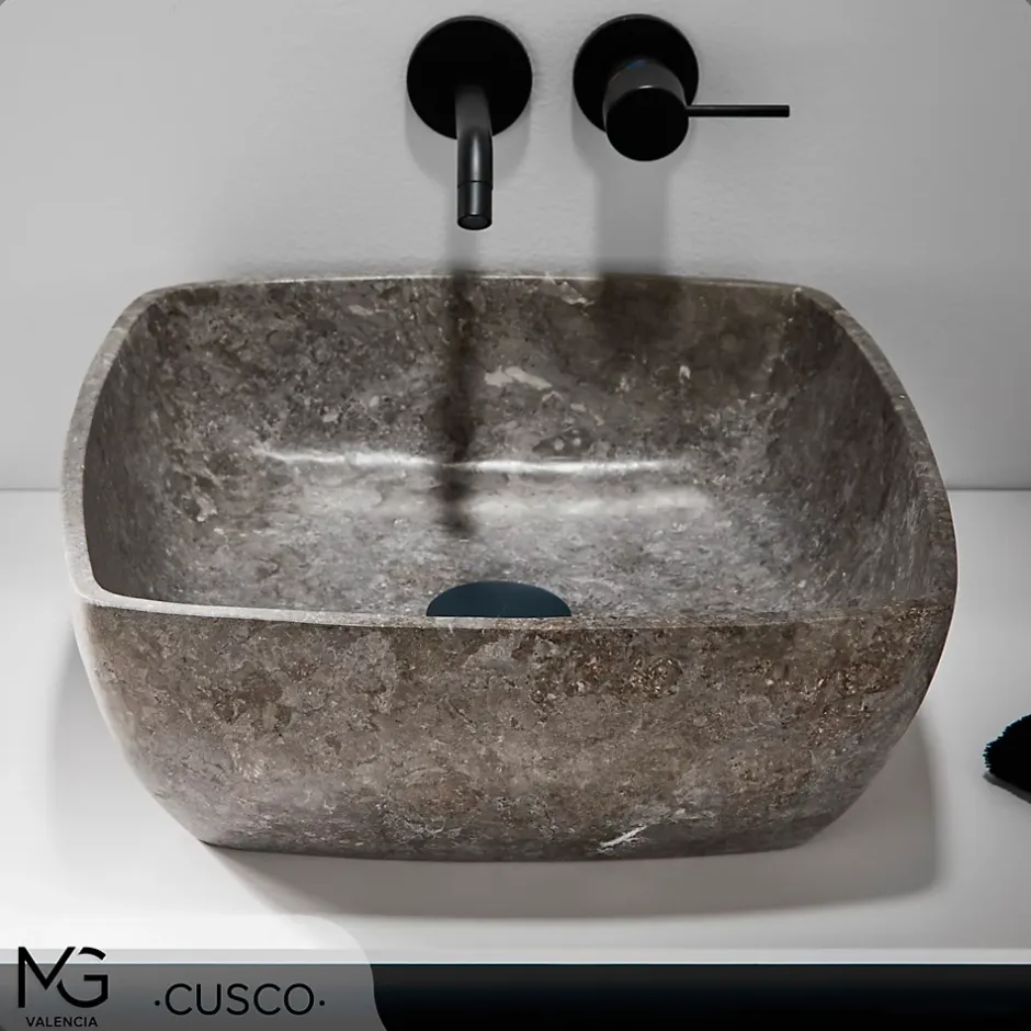 MG Valencia Vasque en marbre naturel CUSCO GREY 40x40x15 cm
