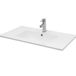 ECD Germany Vasque encastré lavabo Evier salle de bain en ceramique blanc 710 x 465 x 175 mm* Vasque À Encastrer