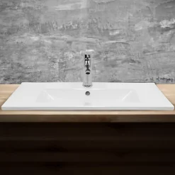 ECD Germany Vasque encastré lavabo Evier salle de bain en ceramique blanc 710 x 465 x 175 mm* Vasque À Encastrer