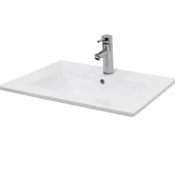 ECD Germany Vasque encastré lavabo Evier salle de bain en ceramique blanc 610 x 465 x 175 mm* Vasque À Encastrer