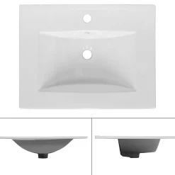 ECD Germany Vasque encastré lavabo Evier salle de bain en ceramique blanc 610 x 465 x 175 mm* Vasque À Encastrer