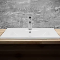 ECD Germany Vasque encastré lavabo Evier salle de bain en ceramique blanc 610 x 465 x 175 mm* Vasque À Encastrer