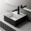 Bernstein Vasque Lavabo à poser design 30x30x10cm Lave main fonte minérale Salle de bain & toilettes - BA2027 - Noir/Blanc* Lavabo