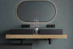 Bernstein Vasque Lavabo rectangulaire à poser 52,4x34,4x11cm en acier inoxydable sur meuble de salle de bain NT12 - Noir mat