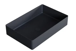 Bernstein Vasque Lavabo rectangulaire à poser 52,4x34,4x11cm en acier inoxydable sur meuble de salle de bain NT12 - Noir mat