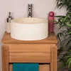 Wanda Collection Vasque lave main à poser de salle de bain en marbre Elbe crème 35 cm