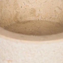 Wanda Collection Vasque lave main à poser de salle de bain en marbre Elbe crème 35 cm