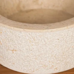 Wanda Collection Vasque lave main à poser de salle de bain en marbre Elbe crème 35 cm
