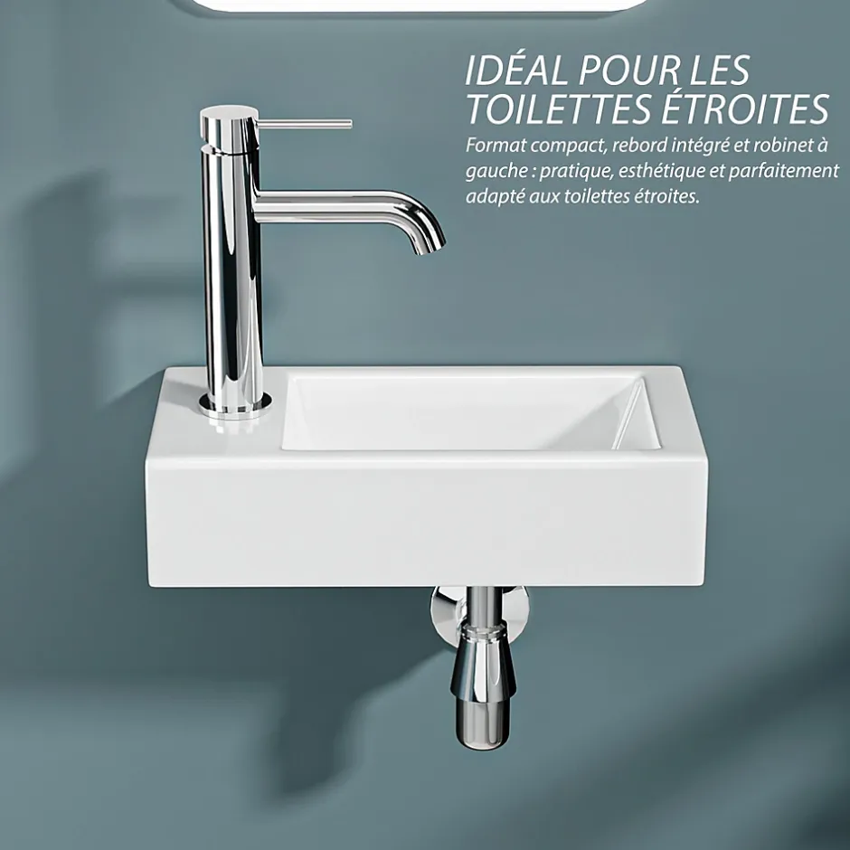 Dileci Vasque lave-mains sortie gauche (36,5x18x9cm) -