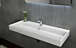 Bernstein Vasque moderne suspendue 100x46x15cm en marbre coulé avec trous prépercés - BS6001