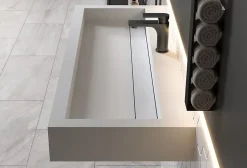 Bernstein Vasque moderne 120x46x13cm en fonte minérale, Lave main à poser - Blanc mat - PB2079