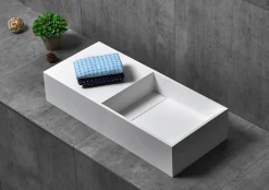 Bernstein Vasque moderne 75x32,5x15cm Lavabo en fonte minérale, Lave main à poser avec bonde - TWG08* Lavabo
