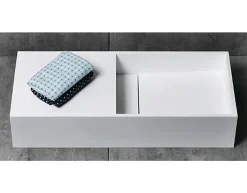 Bernstein Vasque moderne 75x32,5x15cm Lavabo en fonte minérale, Lave main à poser avec bonde - TWG08* Lavabo