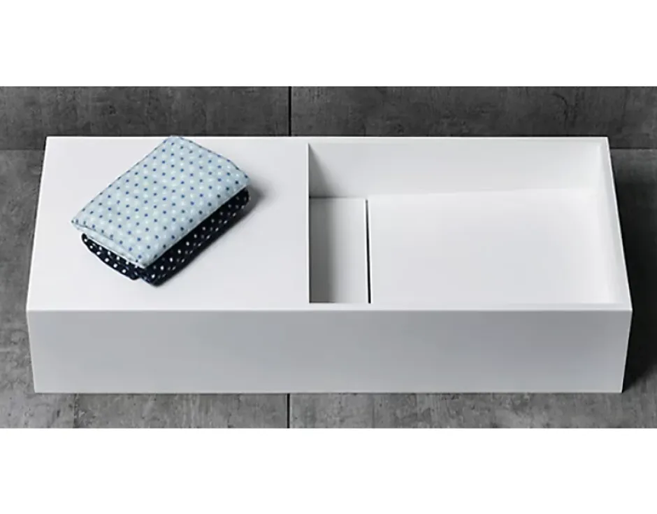 Bernstein Vasque moderne 75x32,5x15cm Lavabo en fonte minérale, Lave main à poser avec bonde - TWG08* Lavabo