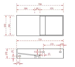 Bernstein Vasque moderne 75x32,5x15cm Lavabo en fonte minérale, Lave main à poser avec bonde - TWG08* Lavabo