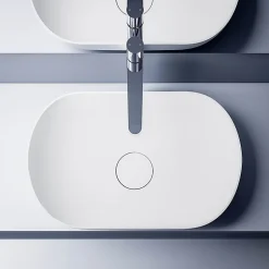 Bernstein Vasque murale à poser design 54x34x13cm en fonte minérale avec bonde et trop plein - O-541 - Blanc mat* Lavabo