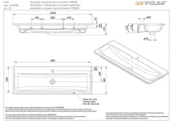 Sanindusa Vasque murale ou à encastrer céramique traditionnelle Look 103x36 blanc* Vasque À Encastrer