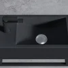 Bernstein Vasque murale suspendue design 44x22x10cm en fonte minérale - Sans bonde ni cache, Rangement gauche, Quartz noir, Avec Console