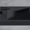 Bernstein Vasque murale suspendue design 44x22x10cm en fonte minérale - Avec bonde et cache, Rangement gauche, Sans console, Quartz noir* Lavabo
