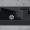 Bernstein Vasque murale suspendue design 44x22x10cm en fonte minérale - Sans bonde ni cache, Rangement droite, Sans console, Quartz noir* Lavabo