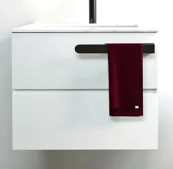 Bernstein Vasque murale suspendue design 44x22x10cm en fonte minérale - Sans bonde ni cache, Rangement droite, Sans console, Quartz noir* Lavabo