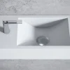 Bernstein Vasque murale suspendue design 44x22x10cm en fonte minérale - Blanc mat, Sans bonde ni cache, Rangement gauche, Sans console* Lavabo