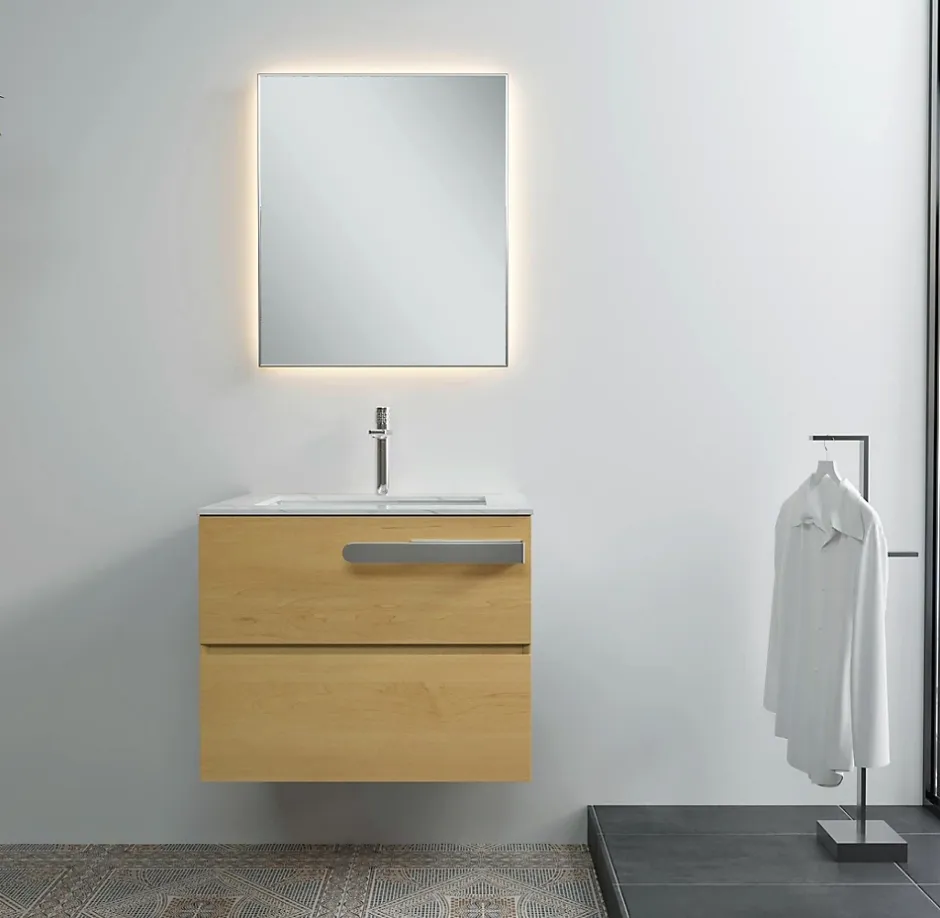 Bernstein Vasque murale suspendue design 44x22x10cm en fonte minérale - Sans bonde ni cache, Rangement droite, Quartz noir, Avec Console* Lavabo