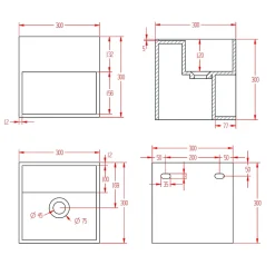 Bernstein Vasque murale 30x30x30cm avec espace de rangement - blanc mat - TWG31* Lavabo