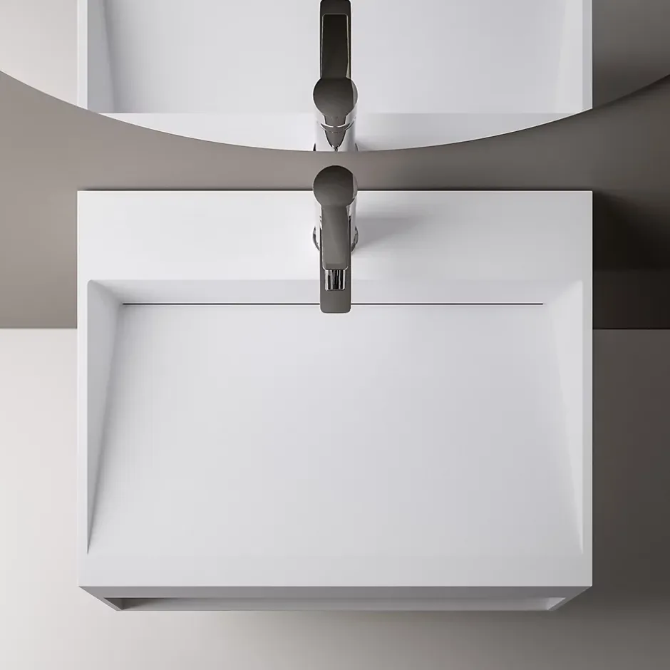Bernstein Vasque murale 60x46x28cm en fonte minérale avec espace de rangement - blanc mat - TWG71* Lavabo