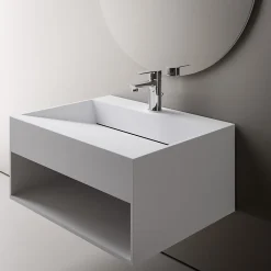 Bernstein Vasque murale 80x46x28cm en fonte minérale avec espace de rangement - blanc mat - TWG71* Lavabo