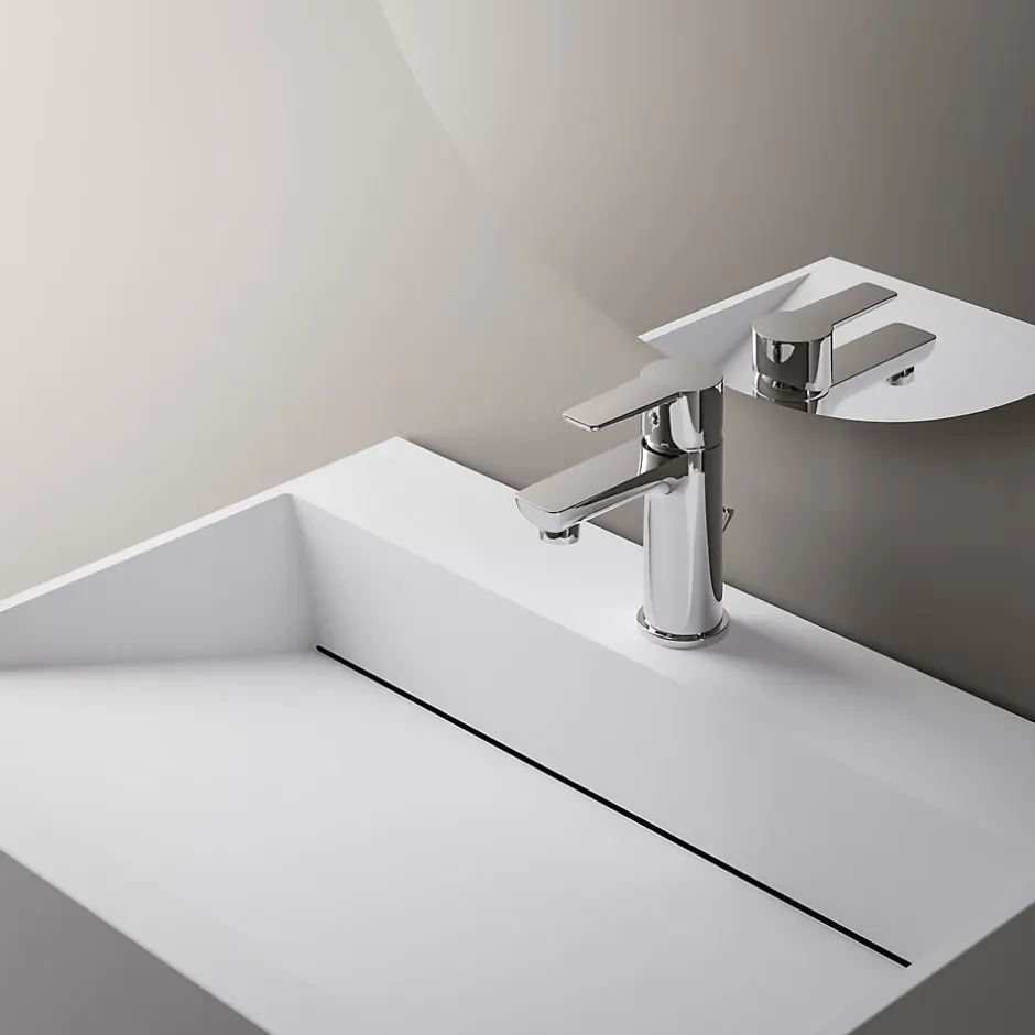 Bernstein Vasque murale 80x46x28cm en fonte minérale avec espace de rangement - blanc mat - TWG71* Lavabo