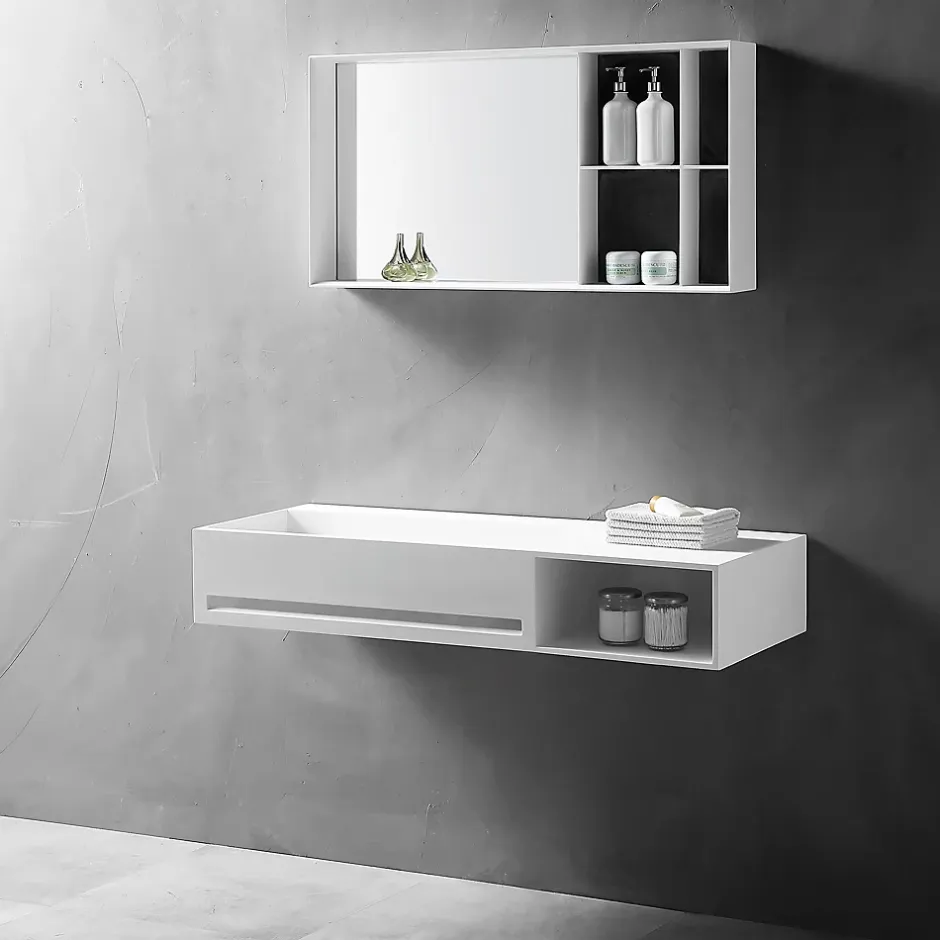 Bernstein Vasque murale 100x46x20cm en fonte minérale avec espace de rangement - TWG62