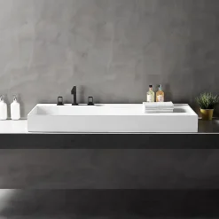 Bernstein Vasque murale 120x50x12cm ou à poser avec espace de rangement - fonte minérale - TWG222* Lavabo